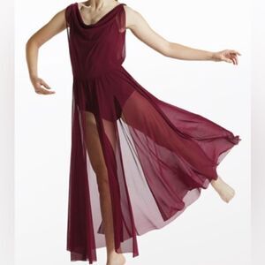 Weissman Balera Dance Costume DOUBLE COWL MESH MAXI DRESS D10454 MA adult